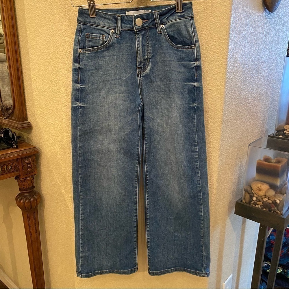 ASHLEY MASON Girls Blue Stretchy Wide Leg Jeans Size 8-10 Yrs